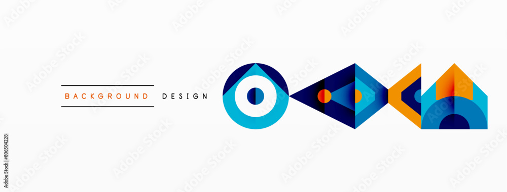Poster a vibrant logo incorporating circles and triangles in electric blue hues, showcasing artistic eyecat
