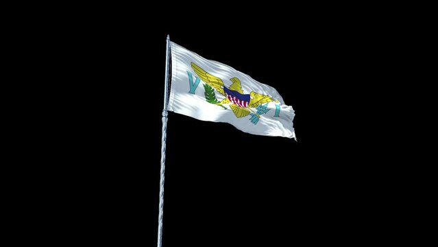 Virgin Islands US flag Waving Realistic With Sky with Alpha Channel