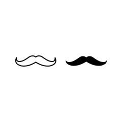Moustache icon on blank background color editable