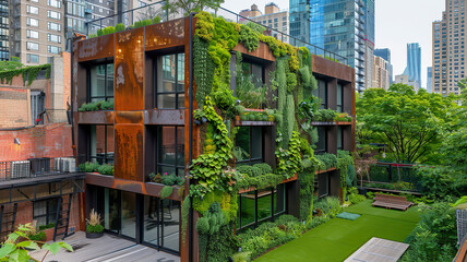Obraz premium Urban Building with Green Living Walls