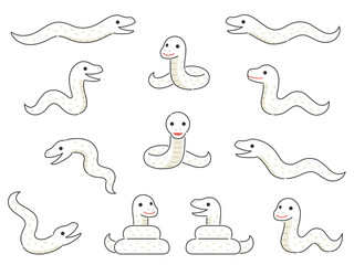 白蛇のキャラクターのイラスト