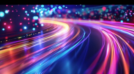 futuristic background. Fiber optic light lines, speed lines, data transmission, high-speed internet