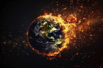 Global warming and mass extinction engulfing half of Earth in flames.