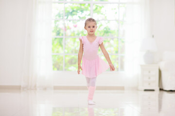 Baby ballet. Little ballerina girl in dance class.