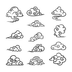 doodle set of clouds, vector illustration.