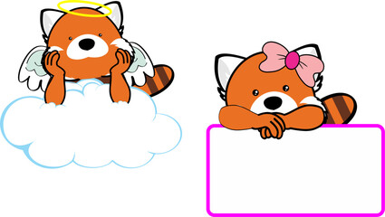 Obraz premium Kawaii red panda baby angel cartoon pack colletion in vector fornat