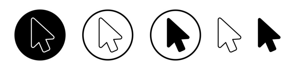 Pointer Icon Set. Clickable mouse arrow vector symbol. Cursor navigation sign.