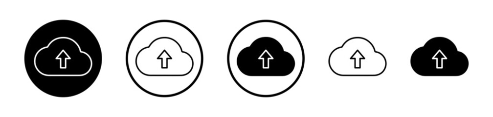 Data Storage Icon Set. Cloud computing vector symbol. File upload sign. Secure cloud service icon.