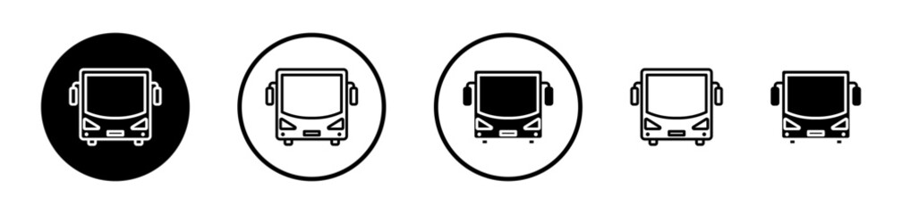 Transit Icon Set. Urban transport bus vector symbol. Commuter bus and tour sign. Public transportation icon.