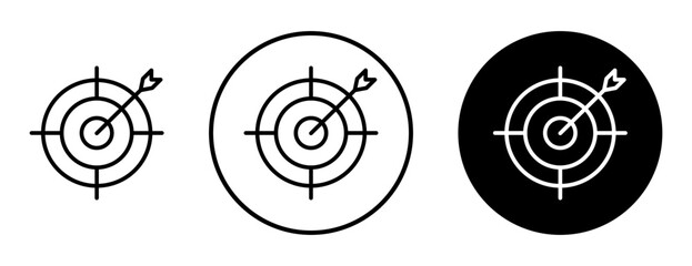 Target Icon Set. Precision goal vector symbol. Objective and strategy sign. Achievement dart pictogram.