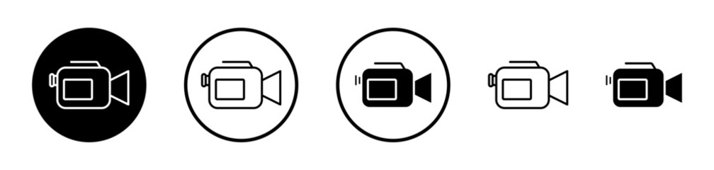 Broadcasting Icon Set. Filming equipment vector symbol. Video production and recording sign. Cinema camera icon.