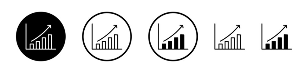 Financial Analysis Icon Set. Economic stats vector symbol. Market growth and forecast sign. Profit trend pictogram.