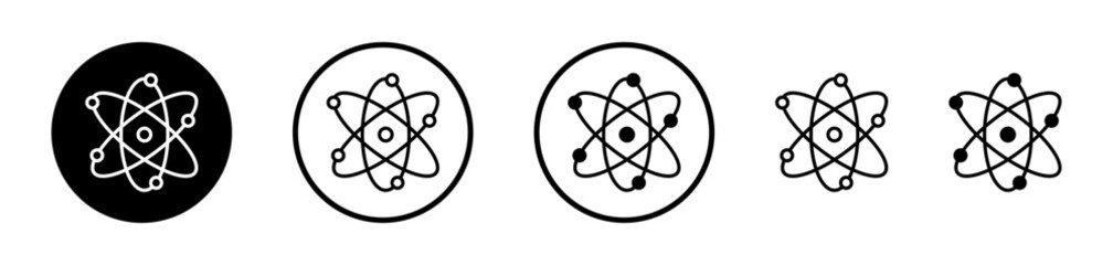 Atom Icon Set. Molecular structure vector symbol. Nuclear orbit scientific sign. Atomic core pictogram.