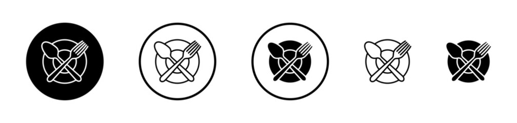 Dining Utensil Icon Set. Fork, knife, and spoon vector symbol. Meal cutlery sign. Dining tableware pictogram.