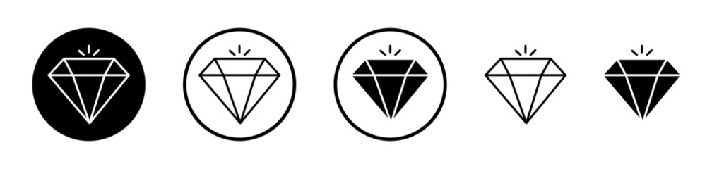 Gemstone Icon Set. Luxury diamond vector symbol. High-value jewel sign. Precious stone icon.