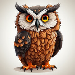 Fototapeta premium Watercolor Thorin owl, clipart Illustration, Generative Ai