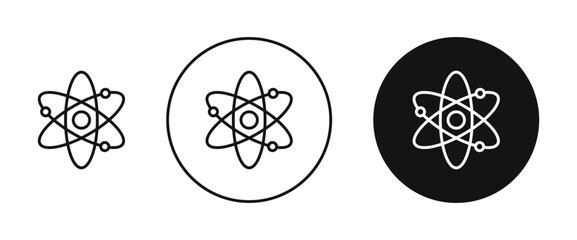 Physics line icon set. Scientific atom nucleus icon. Proton, neutron or electron orbit sign for UI designs.
