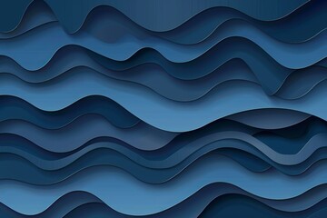 Fototapeta premium Dark ocean blue paper waves abstract banner design. Elegant wavy vector background
