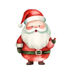 Watercolor Santa Claus. Hand drawn illustration isolated on white background.