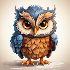 Fototapeta premium Watercolor Thorin owl, clipart Illustration, Generative Ai