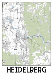 Heidelberg Germany map poster art