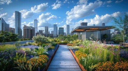 The rooftop garden is a beautiful and peaceful place to relax and enjoy the city views.