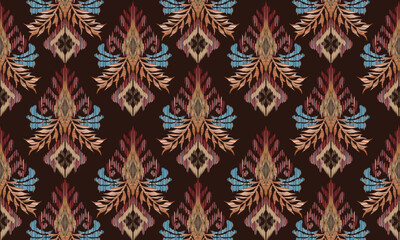 Hand draw Ikat floral paisley embroidery.geometric ethnic oriental seamless pattern traditional.Aztec style abstract illustration.great for textiles, banners, wallpapers, wrapping vector design.