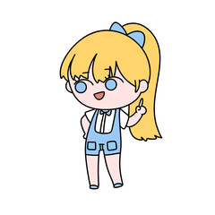 A cartoon girl with a bow in her hair and a smile on her face
