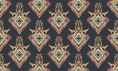 Hand draw Ikat floral paisley embroidery.Ikat ethnic oriental pattern traditional.Aztec style abstract vector illustration.great for textiles, banners, wallpapers, wrapping vector design.