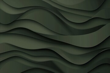Obraz premium Dark olive paper waves abstract banner design. Elegant wavy vector background