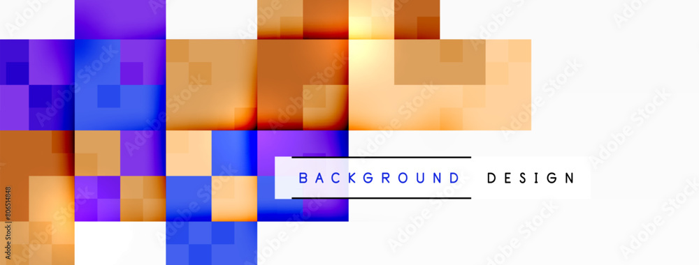 Poster a colorful background with rectangles in electric blue and orange hues forming a symmetric pattern p