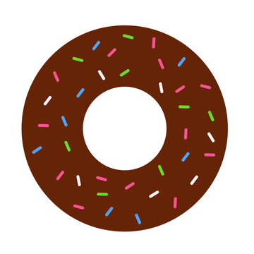 Chocolate Donut With Sprinkles Flat Vector Illustration Logo Icon Clipart