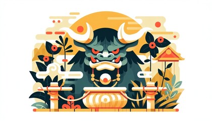 Traditional Japanese Oni Demon Art