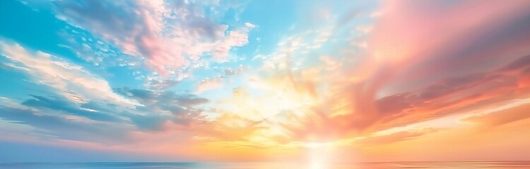 Fototapeta premium Vibrant Sunrise Over Calm Ocean Horizon.