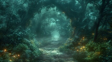 Obraz premium Enigmatic Depths: Nature's Tranquil Illumination