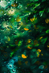 A rainy day with a lot of water drops.