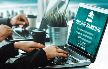 Online Banking for Digital Money Technology Concept. Graphic interface showing money transfer on...