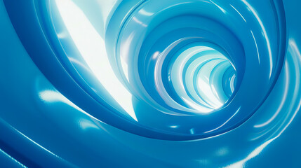 A blue spiral with light shining through it.