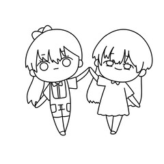 Two girls are holding hands