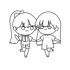 Two girls are holding hands and smiling
