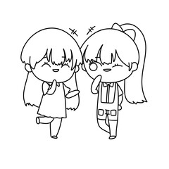 Two girls are smiling and waving at the camera