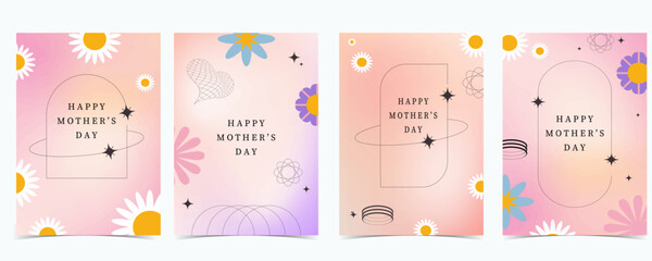 Collection of mother’s day background set with flower