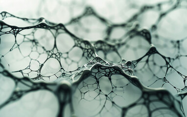 Design an artistic screensaver, crafted for visual comfort and a sophisticated ambiance. The artwork should feature a network of interconnected nodes, each representing a state in the Markov chain.