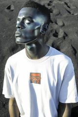 Surreal Photo of African American Male in a Dreamy Neighborhood 