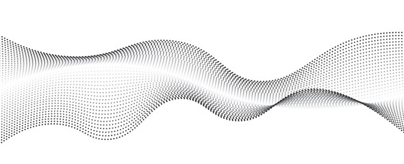 Dotted halftone waves. Abstract liquid shapes, wave effect dotted gradient texture waves isolated vector symbols set. Halftone graphic dots waves