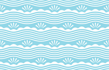Seamless pattern with light blue waves