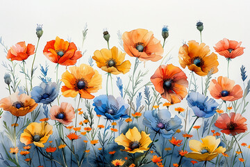 wildflower watercolor art on a white background --ar 3:2 --stylize 750