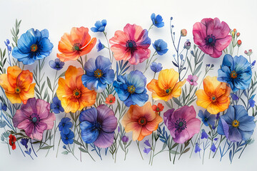 wildflower watercolor art on a white background --ar 3:2 --stylize 750