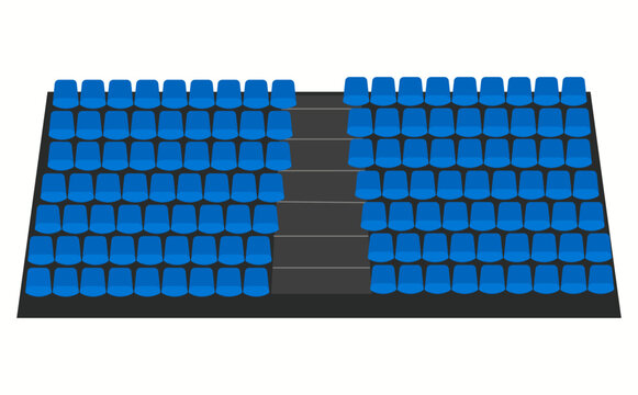 Grandstand stadium blue seat isolated on white background. Vector
