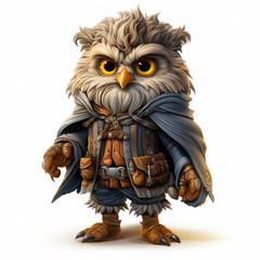 Fototapeta premium Watercolor Thorin owl, clipart Illustration, Generative Ai